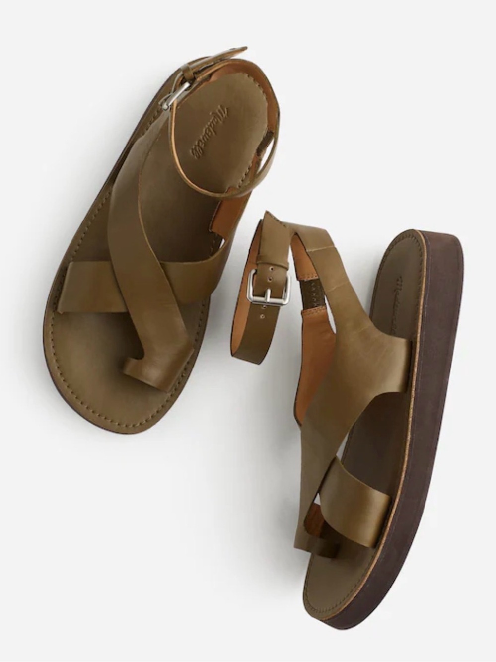 MADEWELL Natasha Flatform Sandals Olive Tree NF182 Sz 6.5